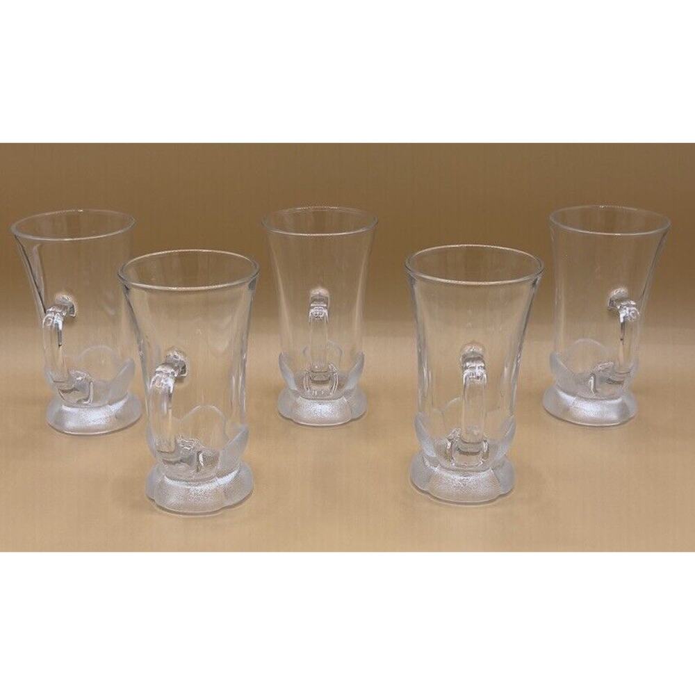 Aderia glass frosted footed mug Irish coffee great for any occasion. Lot Of 5 - Picture 3 of 7